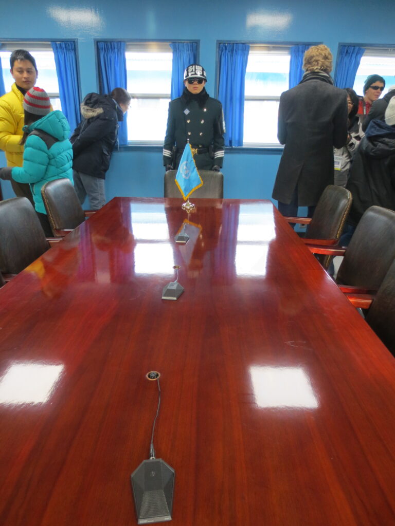 Straddling the border, Joint Security Area, Korean DMZ