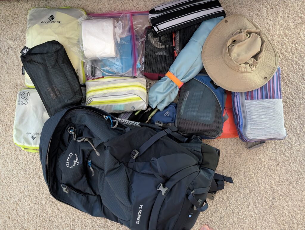 Gear packed for the Camino