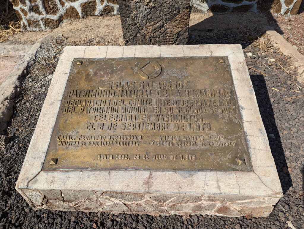 UNESCO marker for the Galapagos