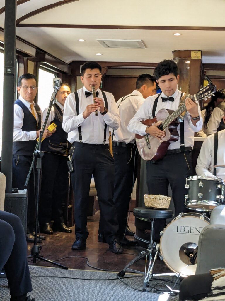 Entertainment on the rails to Aguas Calientes