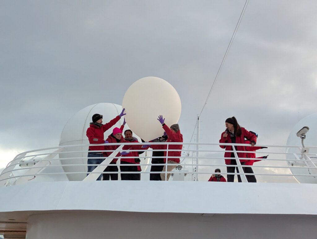 Weather balloon launch, Antarctica
