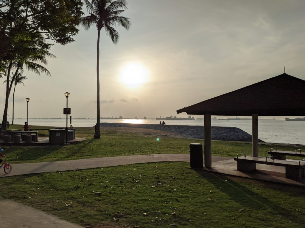 Ships in harbor from East Coast Park parkrun, Singapore